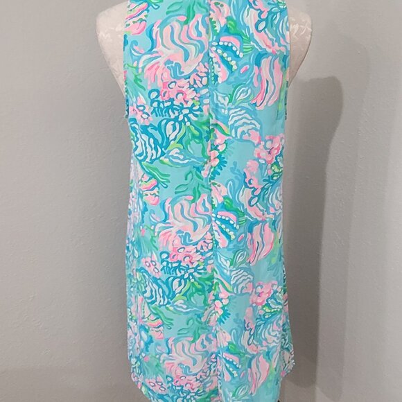 Lilly Pulitzer Jane Shift Dress size 10 sleeveless front zip Aqua La Vista Resor - Picture 7 of 8